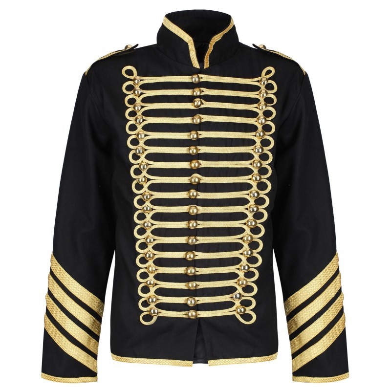 Men Silver Gold Military Jacket Drummer Gothic Army Parade Jacket